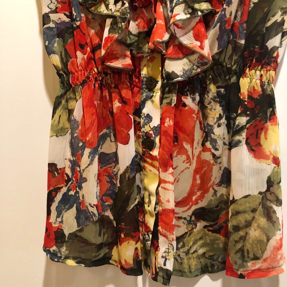 MORGAN DE TOI RUFFLE SLEEVELESS BLOUSE - Picture 12 of 15